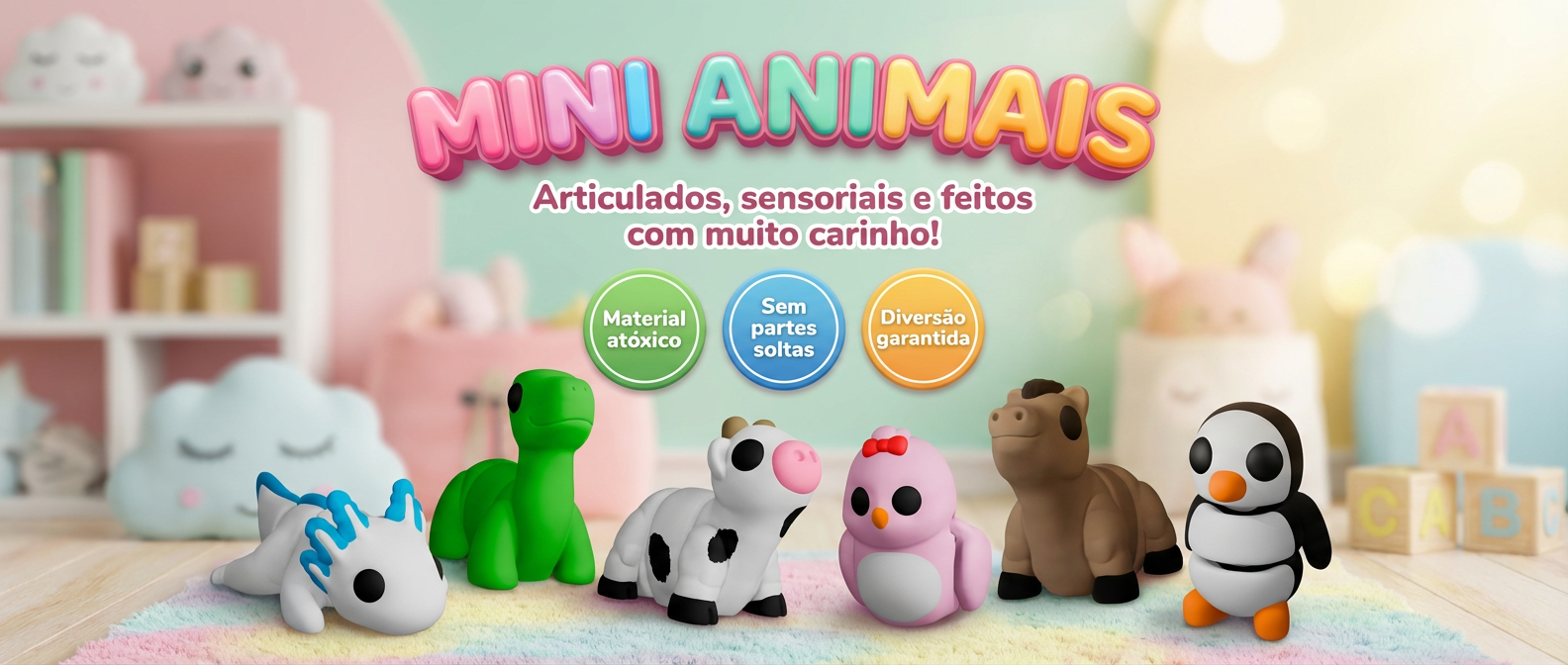 Coleção Minis — mini animais articulados em impressão 3D